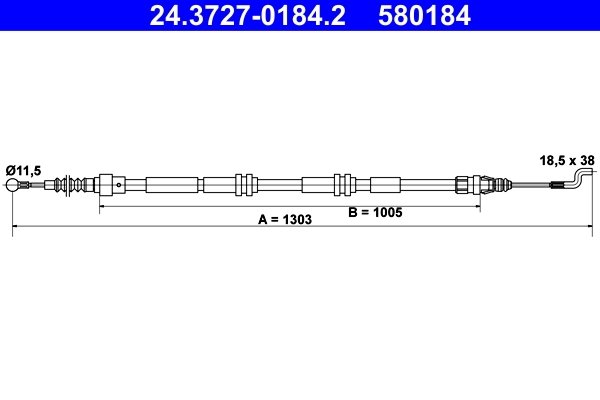 CABLU FRANA DE MANA ATE 24.3727-0184.2 - Compatibil cu VW