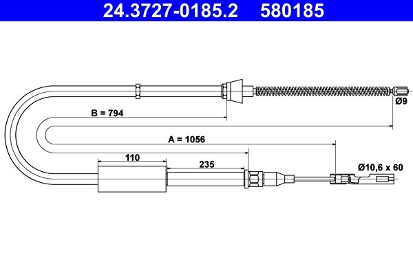 CABLU FRANA DE MANA ATE 24.3727-0185.2 - Compatibil cu AUDI