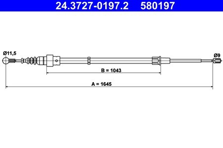 CABLU FRANA DE MANA ATE 24.3727-0197.2 - Compatibil cu SEAT, SKODA, VW