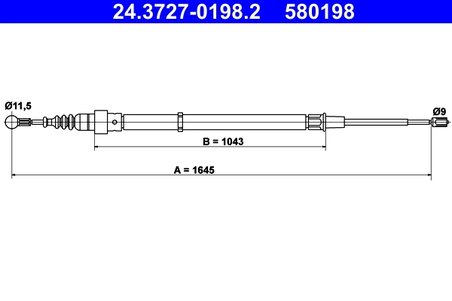 CABLU FRANA DE MANA ATE 24.3727-0198.2 - Compatibil cu SEAT, SKODA, VW