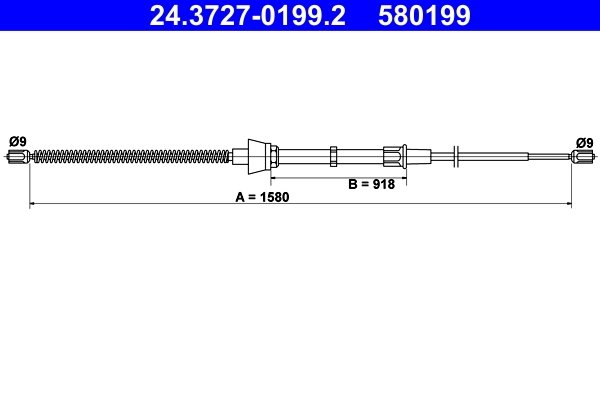 CABLU FRANA DE MANA ATE 24.3727-0199.2 - Compatibil cu SEAT, SKODA, VW