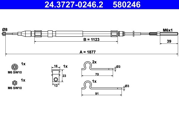 CABLU FRANA DE MANA ATE 24.3727-0246.2 - Compatibil cu BMW