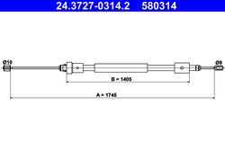CABLU FRANA DE MANA ATE 24.3727-0314.2 - Compatibil cu CITROEN, PEUGEOT