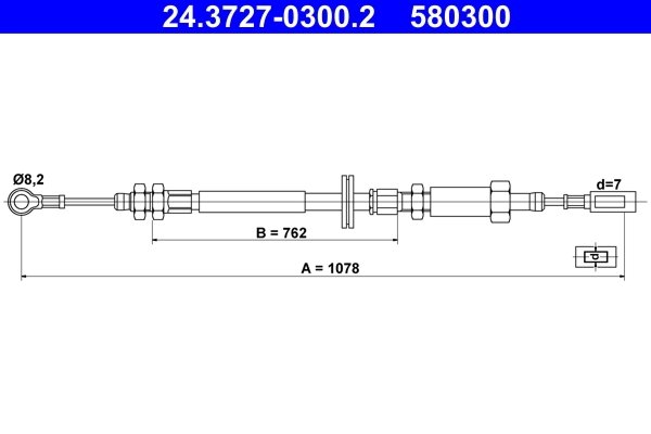 CABLU FRANA DE MANA ATE 24.3727-0300.2 - Compatibil cu CITROEN, FIAT, PEUGEOT