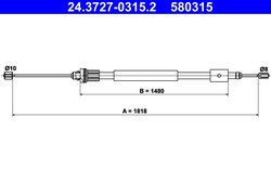 CABLU FRANA DE MANA ATE 24.3727-0315.2 - Compatibil cu CITROEN, PEUGEOT