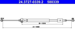 CABLU FRANA DE MANA ATE 24.3727-0339.2 - Compatibil cu CITROEN, PEUGEOT