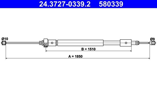 CABLU FRANA DE MANA ATE 24.3727-0339.2 - Compatibil cu CITROEN, PEUGEOT