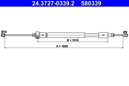 CABLU FRANA DE MANA ATE 24.3727-0339.2 - Compatibil cu CITROEN, PEUGEOT