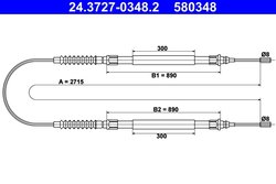 CABLU FRANA DE MANA ATE 24.3727-0348.2 - Compatibil cu CITROEN, PEUGEOT