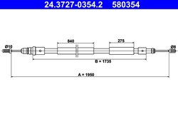 CABLU FRANA DE MANA ATE 24.3727-0354.2 - Compatibil cu CITROEN