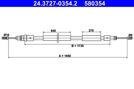CABLU FRANA DE MANA ATE 24.3727-0354.2 - Compatibil cu CITROEN