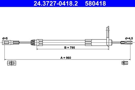 CABLU FRANA DE MANA ATE 24.3727-0418.2 - Compatibil cu MERCEDES-BENZ