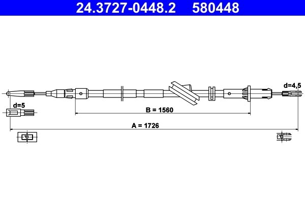 CABLU FRANA DE MANA ATE 24.3727-0448.2 - Compatibil cu MERCEDES-BENZ