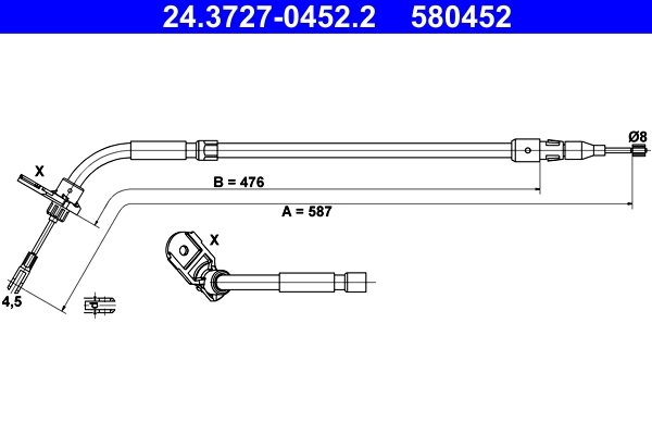 CABLU FRANA DE MANA ATE 24.3727-0452.2 - Compatibil cu MERCEDES-BENZ