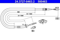 CABLU FRANA DE MANA ATE 24.3727-0463.2 - Compatibil cu MERCEDES-BENZ