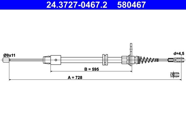CABLU FRANA DE MANA ATE 24.3727-0467.2 - Compatibil cu MERCEDES-BENZ