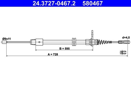 CABLU FRANA DE MANA ATE 24.3727-0467.2 - Compatibil cu MERCEDES-BENZ