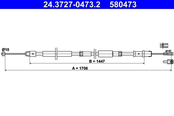 CABLU FRANA DE MANA ATE 24.3727-0473.2 - Compatibil cu MERCEDES-BENZ