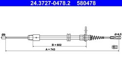 CABLU FRANA DE MANA ATE 24.3727-0478.2 - Compatibil cu MERCEDES-BENZ