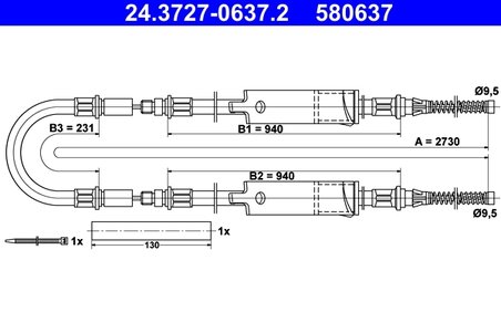 CABLU FRANA DE MANA ATE 24.3727-0637.2 - Compatibil cu FORD