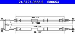 CABLU FRANA DE MANA ATE 24.3727-0653.2 - Compatibil cu FORD, MAZDA