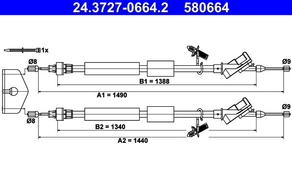 Cablu frana de mana ATE 24.3727-0664.2