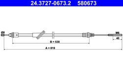 CABLU FRANA DE MANA ATE 24.3727-0673.2 - Compatibil cu FORD