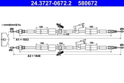 CABLU FRANA DE MANA ATE 24.3727-0672.2 - Compatibil cu FORD