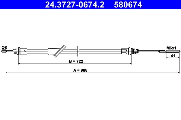 CABLU FRANA DE MANA ATE 24.3727-0674.2 - Compatibil cu FORD
