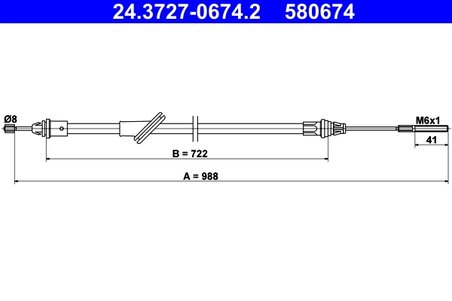 CABLU FRANA DE MANA ATE 24.3727-0674.2 - Compatibil cu FORD