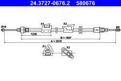 CABLU FRANA DE MANA ATE 24.3727-0676.2 - Compatibil cu FORD
