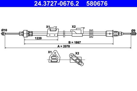 CABLU FRANA DE MANA ATE 24.3727-0676.2 - Compatibil cu FORD