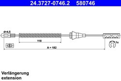 CABLU FRANA DE MANA ATE 24.3727-0746.2 - Compatibil cu CHEVROLET, OPEL, VAUXHALL