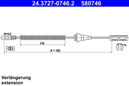 CABLU FRANA DE MANA ATE 24.3727-0746.2 - Compatibil cu CHEVROLET, OPEL, VAUXHALL