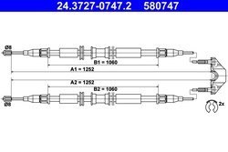 CABLU FRANA DE MANA ATE 24.3727-0747.2 - Compatibil cu OPEL, VAUXHALL