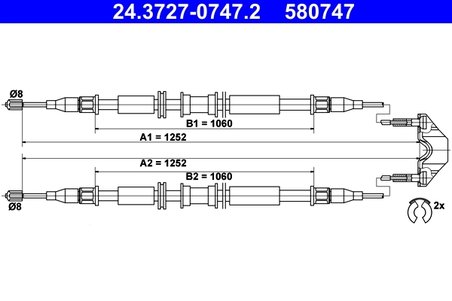 CABLU FRANA DE MANA ATE 24.3727-0747.2 - Compatibil cu OPEL, VAUXHALL
