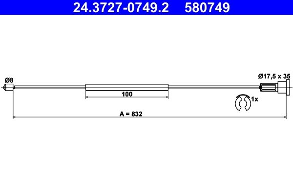 CABLU FRANA DE MANA ATE 24.3727-0749.2 - Compatibil cu OPEL, VAUXHALL