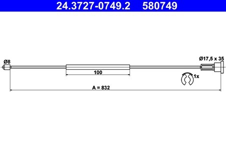 CABLU FRANA DE MANA ATE 24.3727-0749.2 - Compatibil cu OPEL, VAUXHALL
