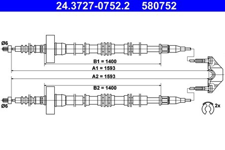 Cablu frana de mana ATE 24.3727-0752.2