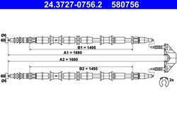 CABLU FRANA DE MANA ATE 24.3727-0756.2 - Compatibil cu OPEL, VAUXHALL