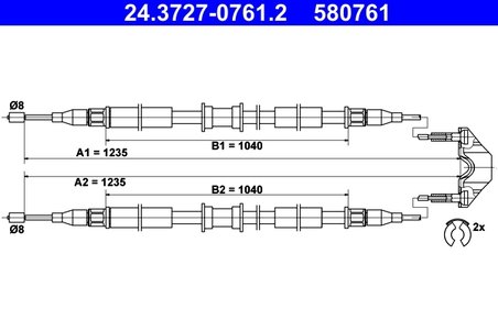 CABLU FRANA DE MANA ATE 24.3727-0761.2 - Compatibil cu OPEL, VAUXHALL