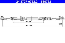 CABLU FRANA DE MANA ATE 24.3727-0762.2 - Compatibil cu NISSAN, OPEL, RENAULT, VAUXHALL