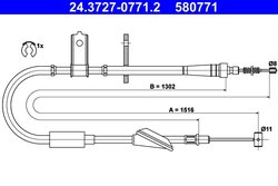CABLU FRANA DE MANA ATE 24.3727-0771.2 - Compatibil cu OPEL, SUZUKI, VAUXHALL