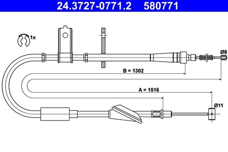 CABLU FRANA DE MANA ATE 24.3727-0771.2 - Compatibil cu OPEL, SUZUKI, VAUXHALL
