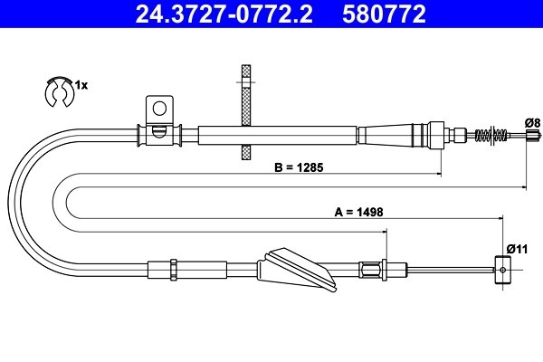 CABLU FRANA DE MANA ATE 24.3727-0772.2 - Compatibil cu OPEL, VAUXHALL