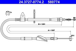 Cablu frana de mana ATE 24.3727-0774.2