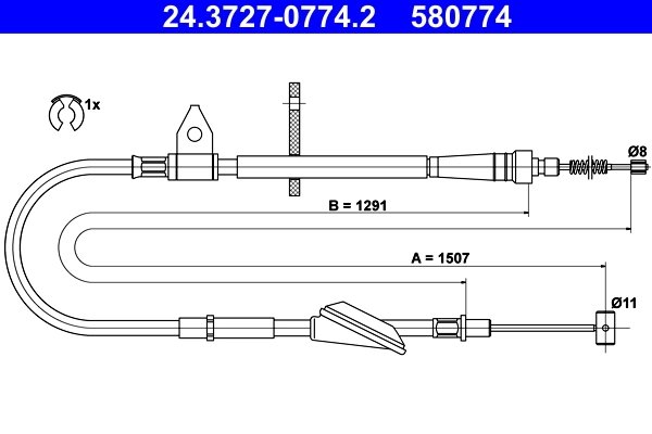 CABLU FRANA DE MANA ATE 24.3727-0774.2 - Compatibil cu OPEL, SUZUKI, VAUXHALL