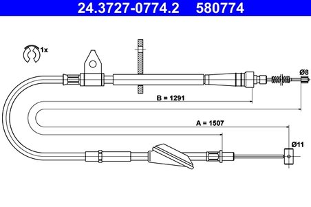 CABLU FRANA DE MANA ATE 24.3727-0774.2 - Compatibil cu OPEL, SUZUKI, VAUXHALL