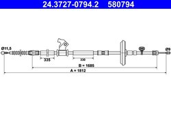 CABLU FRANA DE MANA ATE 24.3727-0794.2 - Compatibil cu CHEVROLET, OPEL, VAUXHALL