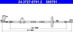 CABLU FRANA DE MANA ATE 24.3727-0791.2 - Compatibil cu OPEL, VAUXHALL